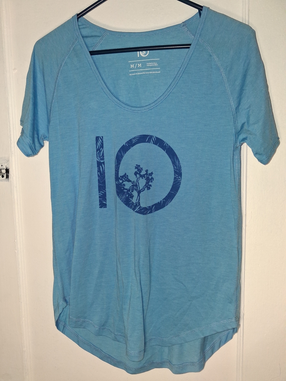tentree Light Blue Scoop Neck Graphic Tee